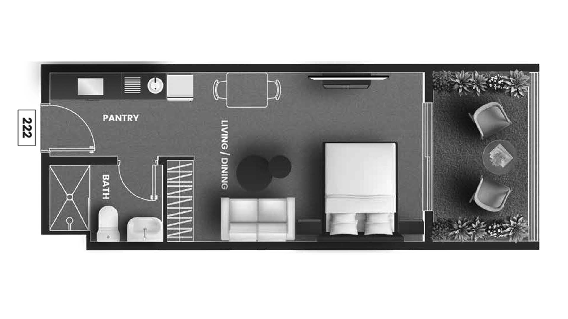 Apartment floor plan in VINCITORE AQUA FLORA No. 11022