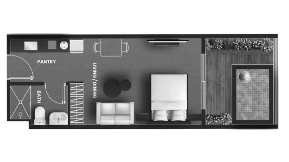 Apartment floor plan in VINCITORE AQUA FLORA No. 11023 (2D)